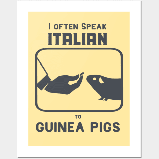 Funny Italian hand gesture and a guinea pig in dark ink Posters and Art